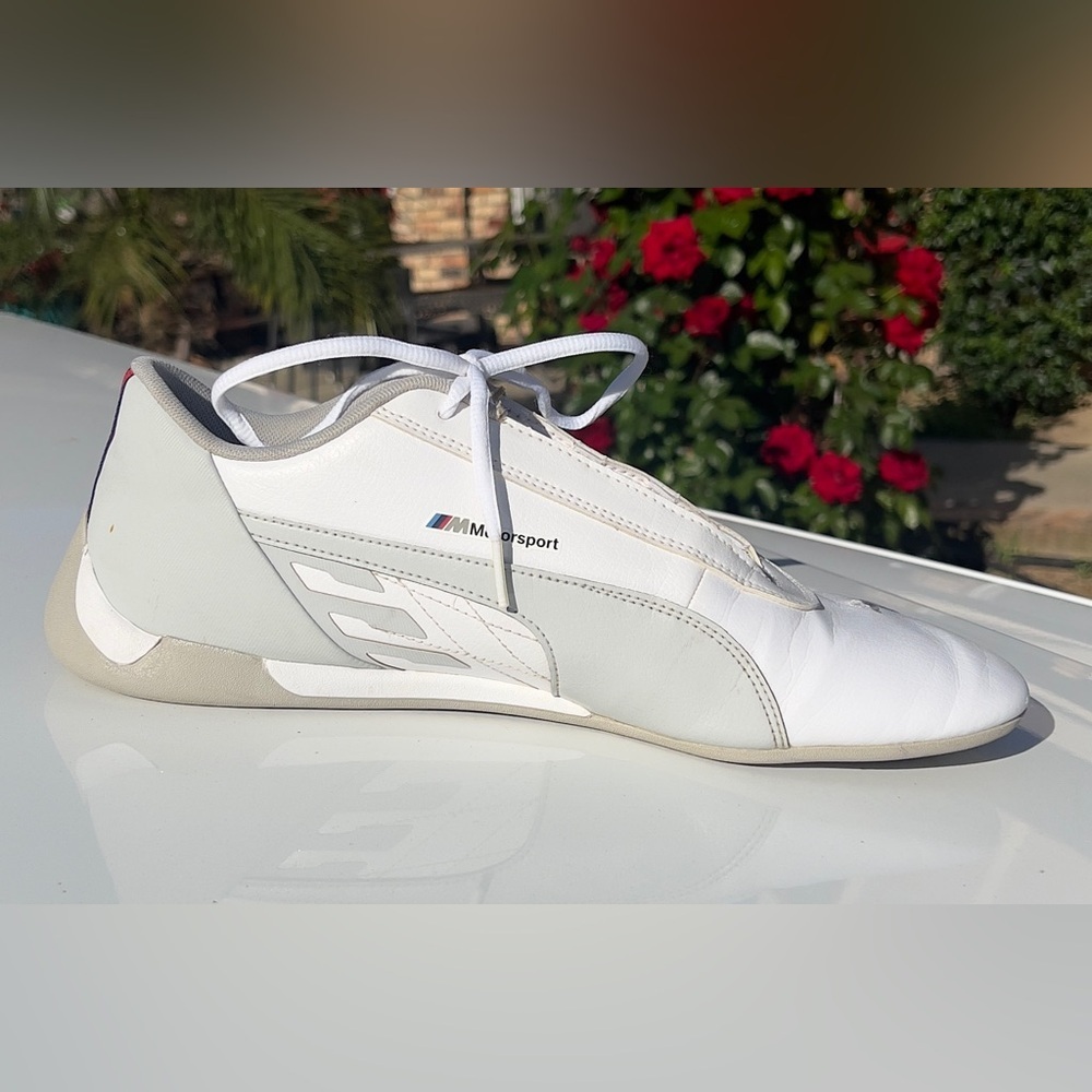 Puma White Sneakers with Red & Blue Accent